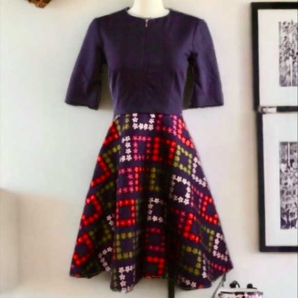 TED BAKER QINNA CHECK FLORAL DRESS SIZE 1 / US SIZE 4 - Picture 7 of 16